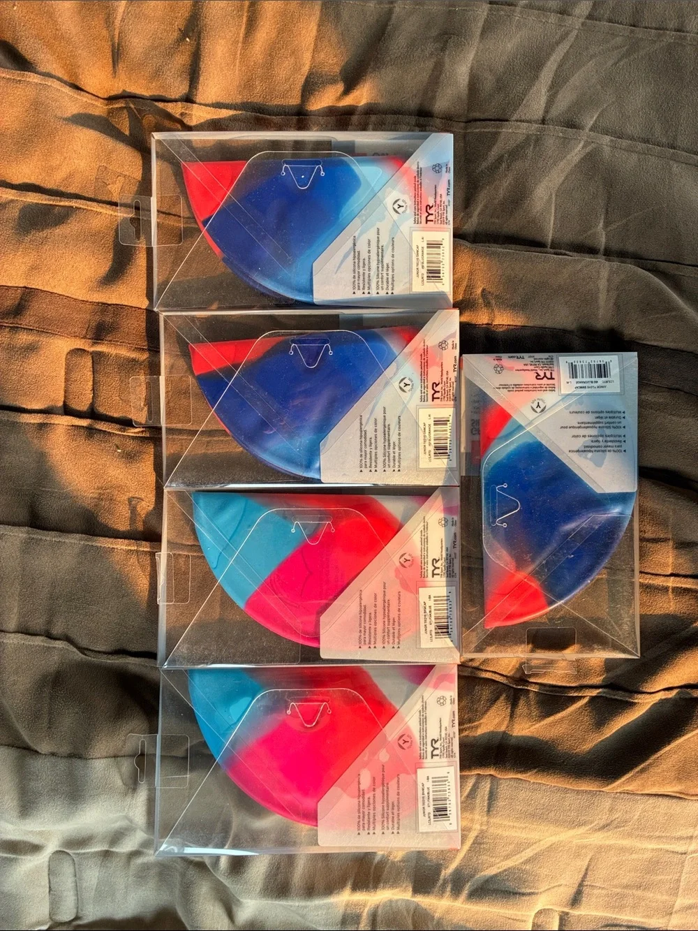 TYR Youth Fit (10+)  Swim Caps Tye Dye Set (5 Pack)